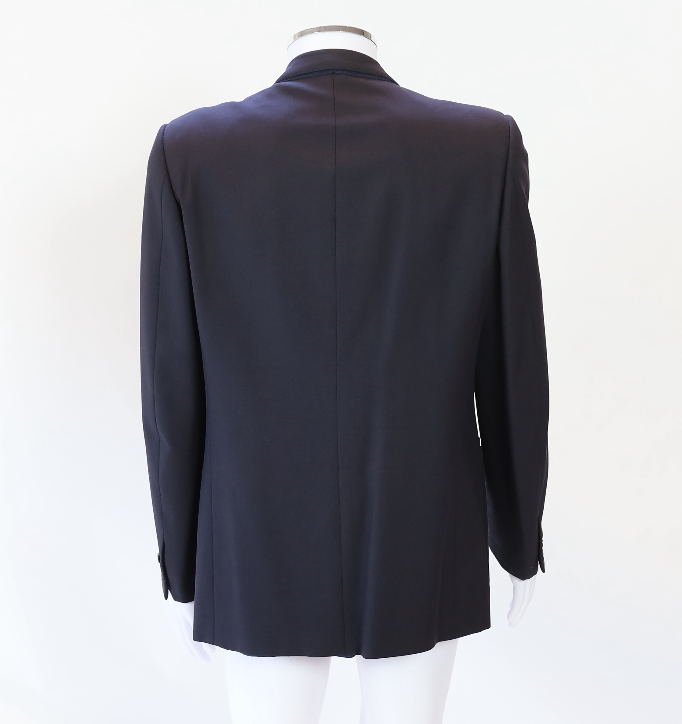 A Saint Laurent rive gauche gentlemen's navy blue double breasted blazer, approx size 42